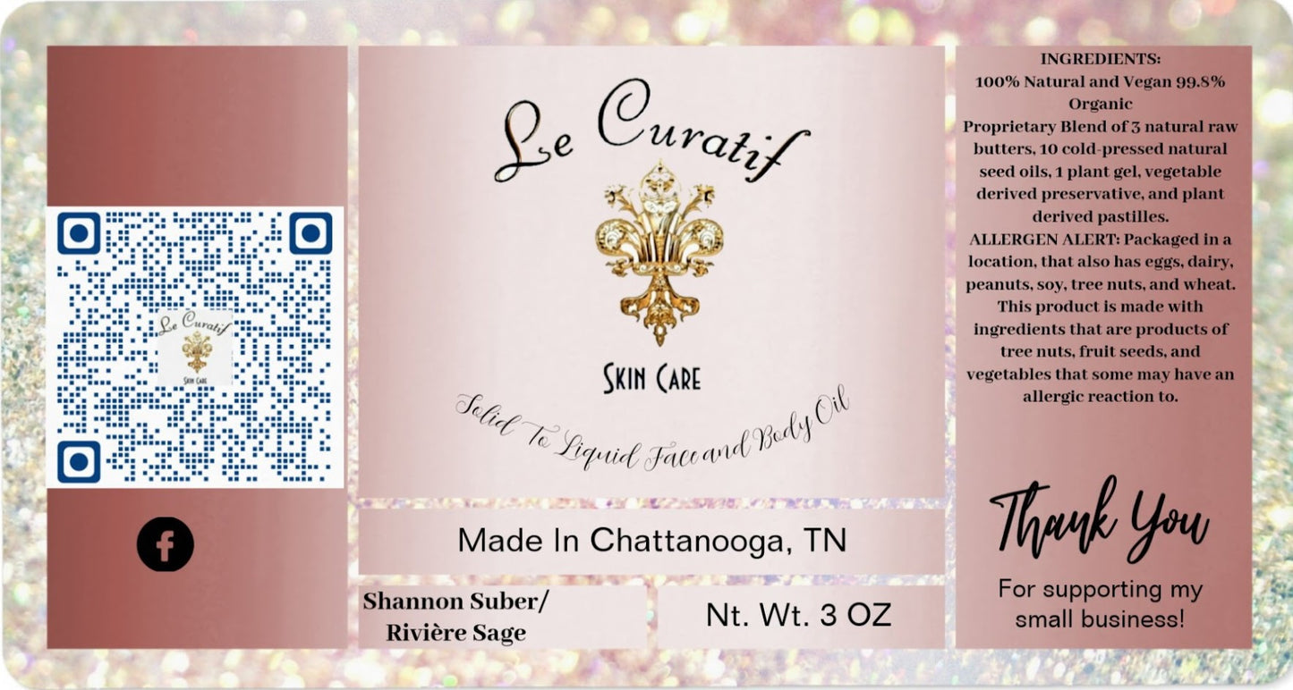 Le Curatif Solid to Liquid Face and Body Oil Milk & Honey